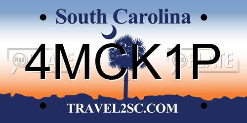 4MCK1P South Carolina License Plate