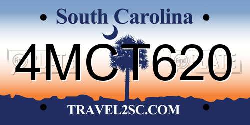 4MCT620 South Carolina License Plate