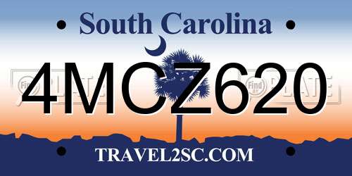 4MCZ620 South Carolina License Plate