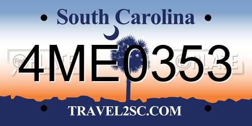 4ME0353 South Carolina License Plate