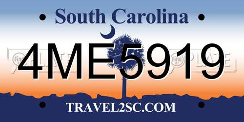 4ME5919 South Carolina License Plate