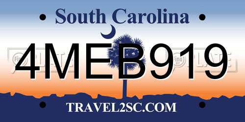 4MEB919 South Carolina License Plate