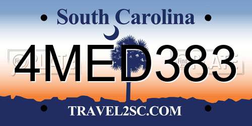 4MED383 South Carolina License Plate