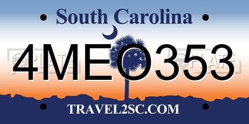 4MEO353 South Carolina License Plate