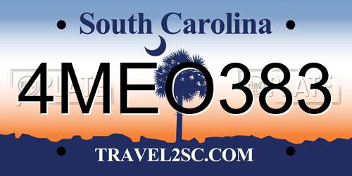 4MEO383 South Carolina License Plate
