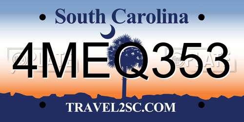 4MEQ353 South Carolina License Plate