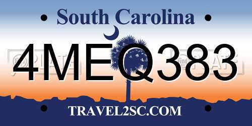 4MEQ383 South Carolina License Plate