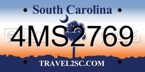 4MS2769 South Carolina License Plate
