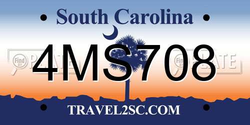 4MS708 South Carolina License Plate
