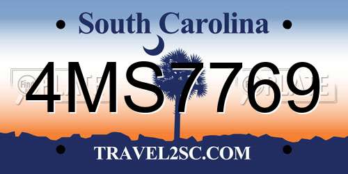 4MS7769 South Carolina License Plate