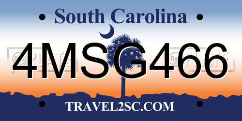 4MSG466 South Carolina License Plate