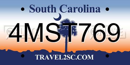 4MST769 South Carolina License Plate