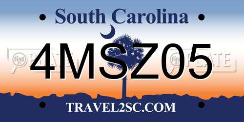 4MSZ05 South Carolina License Plate
