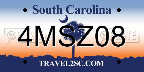 4MSZ08 South Carolina License Plate