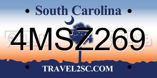 4MSZ269 South Carolina License Plate