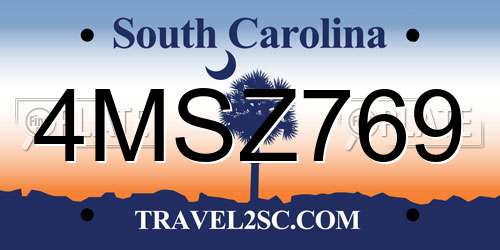 4MSZ769 South Carolina License Plate