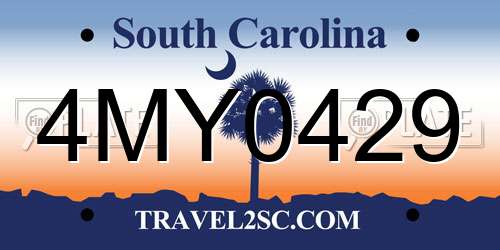 4MY0429 South Carolina License Plate