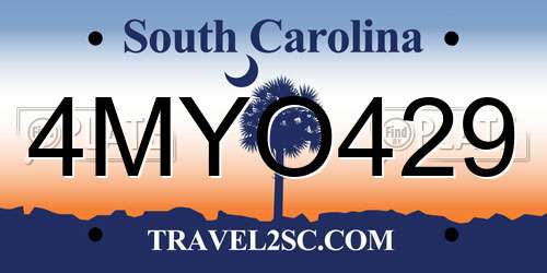 4MYO429 South Carolina License Plate