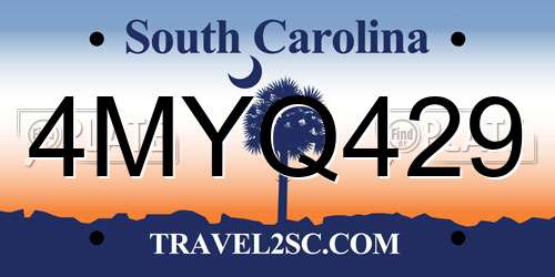 4MYQ429 South Carolina License Plate
