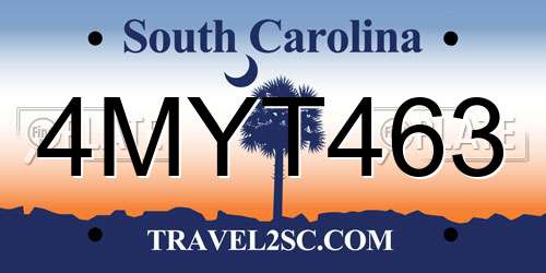 4MYT463 South Carolina License Plate