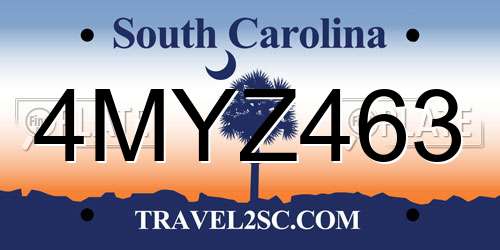 4MYZ463 South Carolina License Plate
