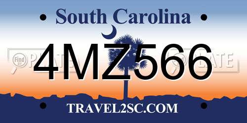4MZ566 South Carolina License Plate