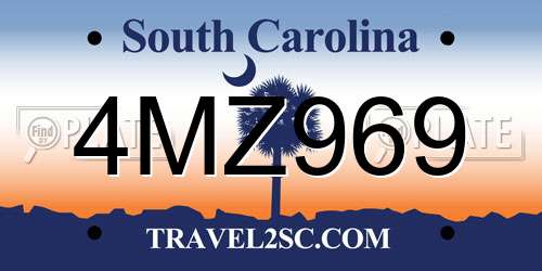 4MZ969 South Carolina License Plate
