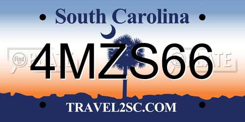 4MZS66 South Carolina License Plate