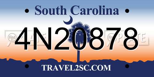 4N20878 South Carolina License Plate