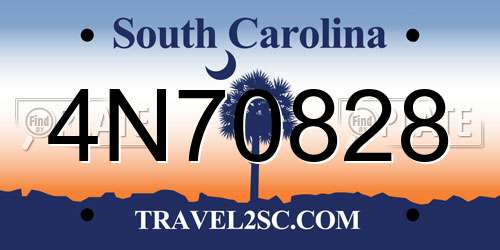 4N70828 South Carolina License Plate