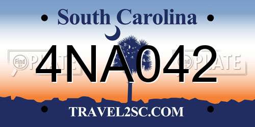 4NA042 South Carolina License Plate