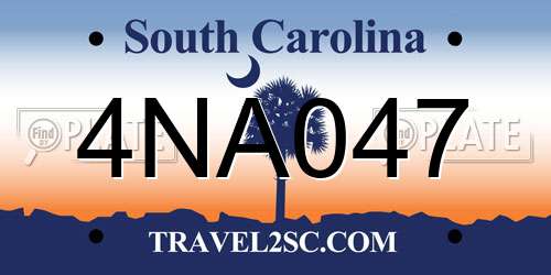 4NA047 South Carolina License Plate