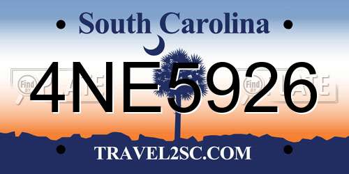 4NE5926 South Carolina License Plate