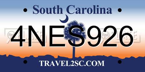 4NES926 South Carolina License Plate