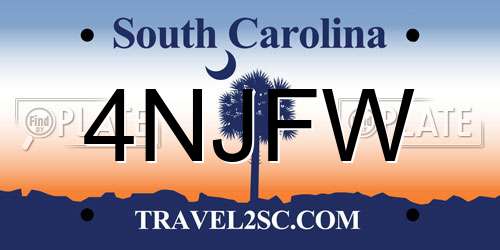 4NJFW South Carolina License Plate