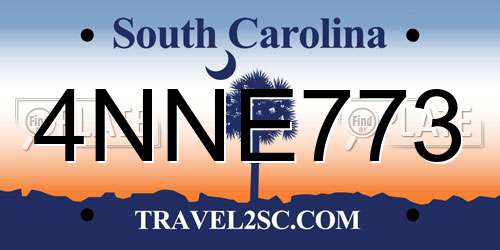 4NNE773 South Carolina License Plate