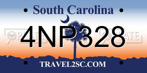 4NP328 South Carolina License Plate