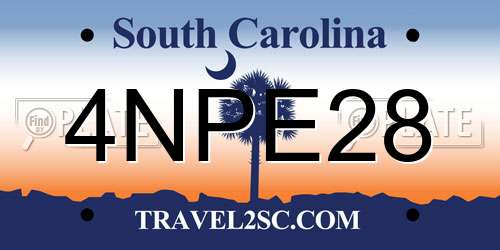 4NPE28 South Carolina License Plate