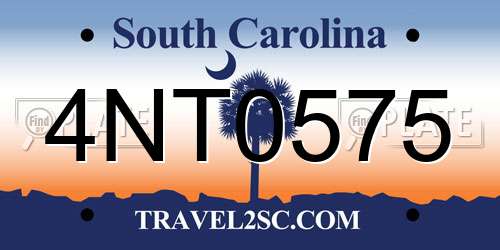 4NT0575 South Carolina License Plate
