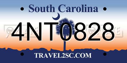 4NT0828 South Carolina License Plate