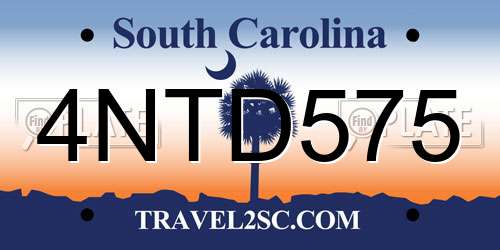 4NTD575 South Carolina License Plate