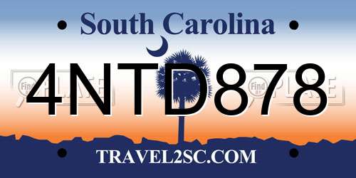 4NTD878 South Carolina License Plate