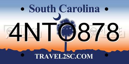 4NTO878 South Carolina License Plate