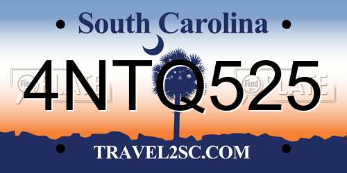 4NTQ525 South Carolina License Plate