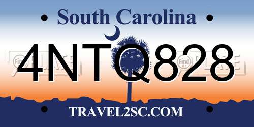 4NTQ828 South Carolina License Plate