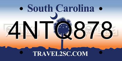 4NTQ878 South Carolina License Plate
