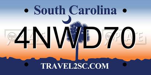 4NWD70 South Carolina License Plate