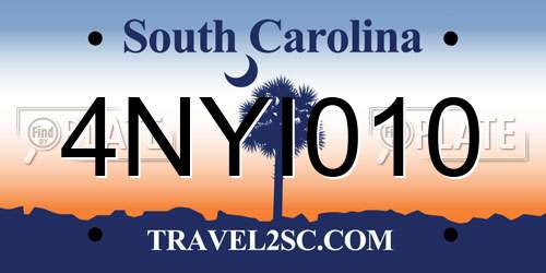4NYI010 South Carolina License Plate