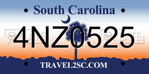 4NZ0525 South Carolina License Plate