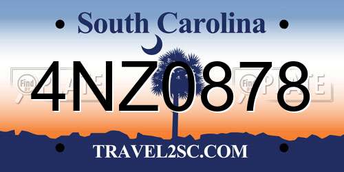 4NZ0878 South Carolina License Plate